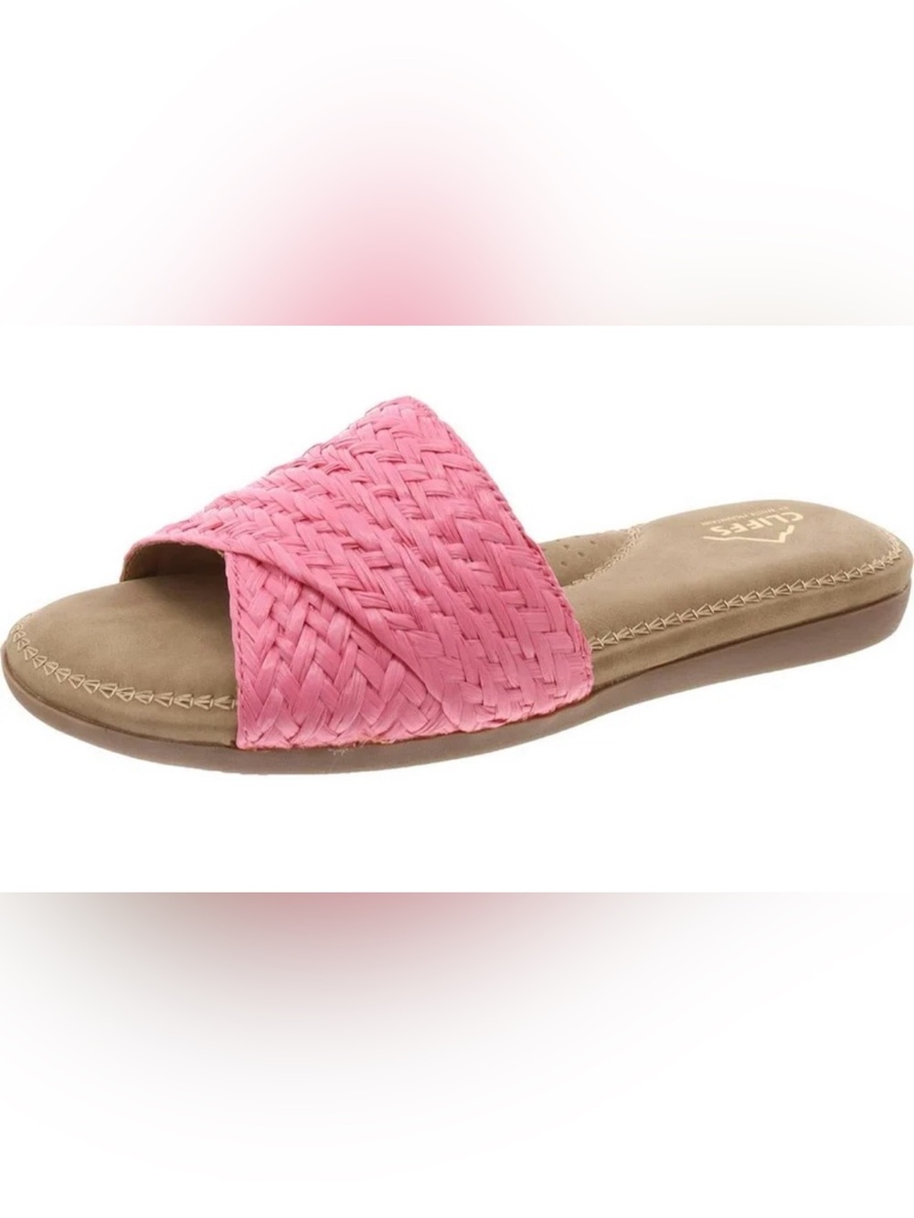 Cliffs by White Mountain Flawless slide sandals in fuchsia/raffia, S6 NIB